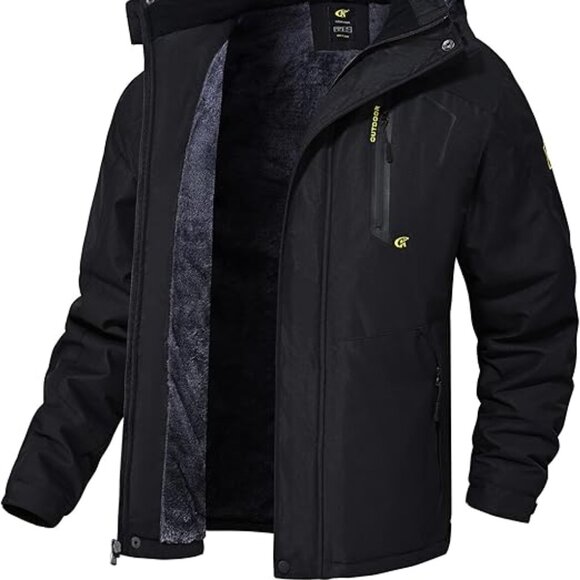 Qpngrp Men's Black Waterproof Ski Snowboard Windproof Snow Coat Sz Large NWOT - Picture 2 of 4